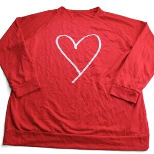 Seven Rock Life Crew Neck Pullover Sweatshirt Women's Size 2XL Red White Heart